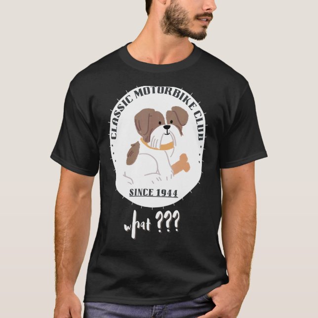 Crazy Dog Rocker Motorbike Club With Cute Puppy 19 T-Shirt (Front)