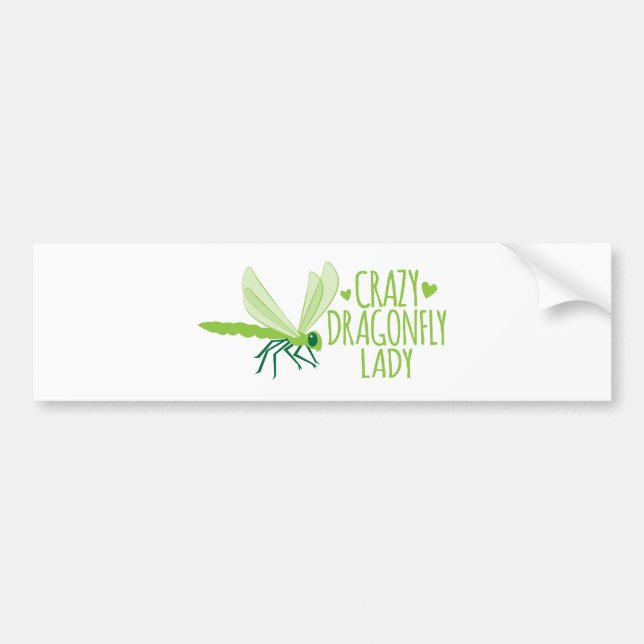 Crazy Dragonfly Lady Bumper Sticker (Front)
