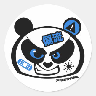 Crazy Drift Patrol - Drift Panda Head (blue) Classic Round Sticker