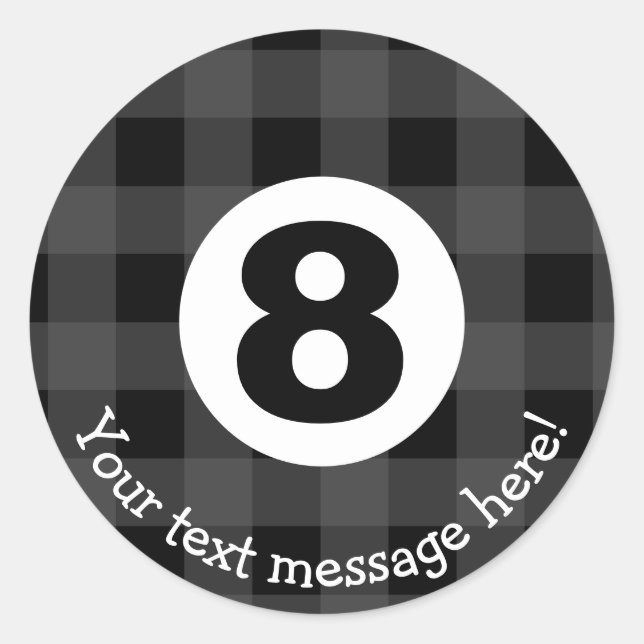 Crazy Eight Billiard Ball Icon Classic Round Sticker (Front)
