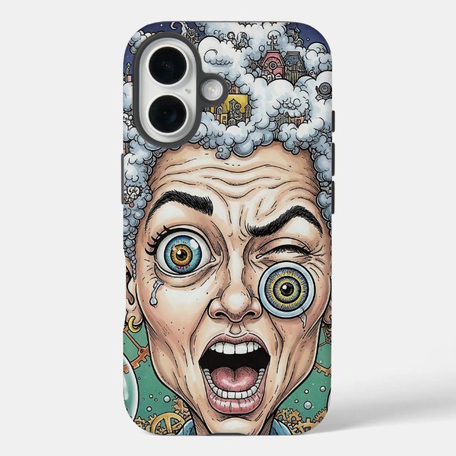 Crazy Expression Caricature Phone Case–Unique Art Case-Mate iPhone Case (Back)