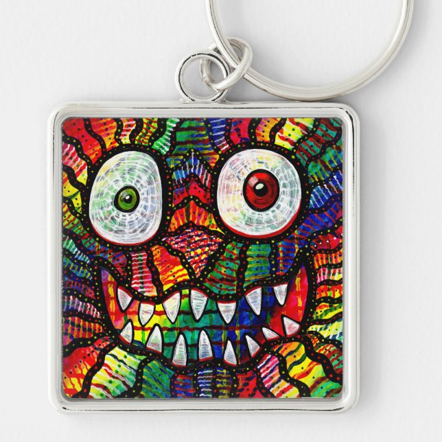Crazy Eyes Rainbow Monster Smile Keychain (Front)