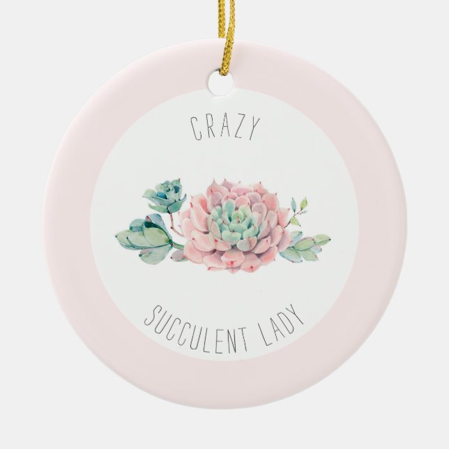Crazy femme succulent ornement de Noël (Devant)