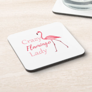 Crazy Flamingo Lady Funny Flamingo Coaster