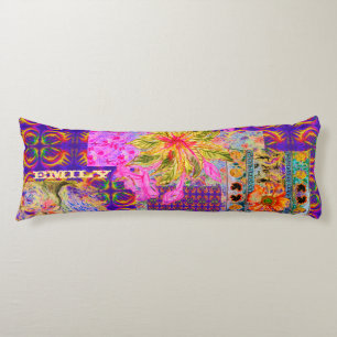 Crazy Floral Patchwork Colorful Purple Body Pillow