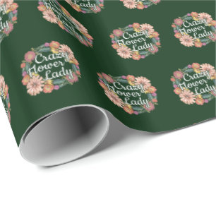 Crazy Flower Lady - Zinnia Gardener Wrapping Paper
