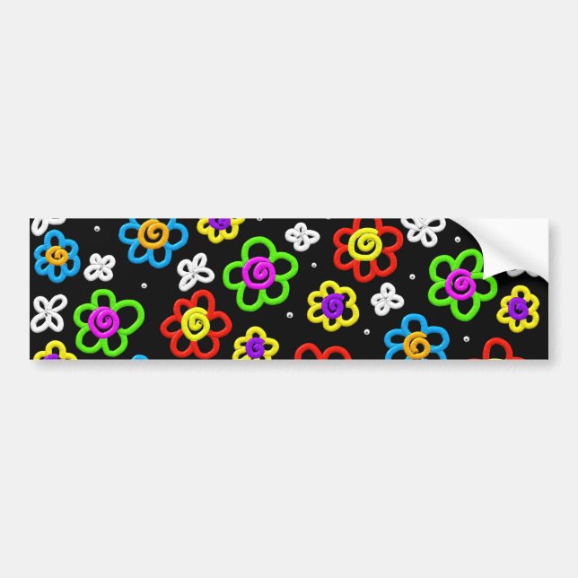 Crazy Flowers Bumper Sticker (Front)