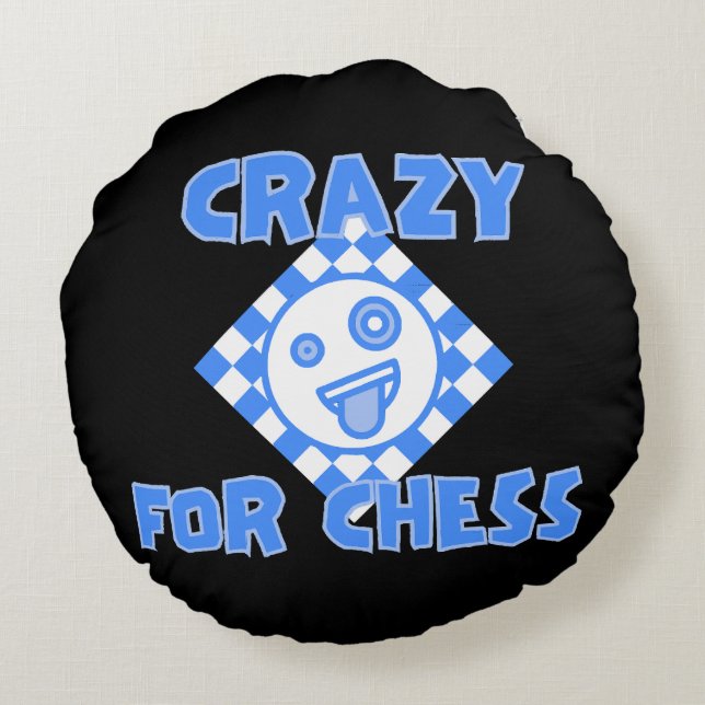 Crazy for chess round pillow (Back)
