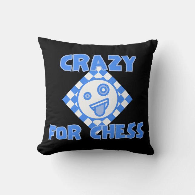 Crazy for chess throw pillow (Front)