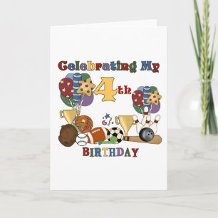 Crazy For Sports 4th Birthday T-shirts and Gifts Card