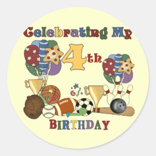 Crazy For Sports 4th Birthday T-shirts and Gifts Classic Round Sticker