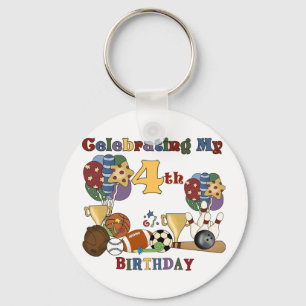 Crazy For Sports 4th Birthday T-shirts and Gifts Keychain