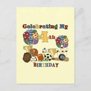 Crazy For Sports 4th Birthday T-shirts and Gifts Postcard