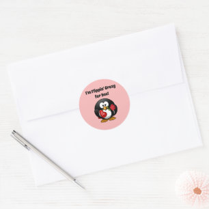 Crazy for You Cute Valentine's Day Love Penguin Classic Round Sticker