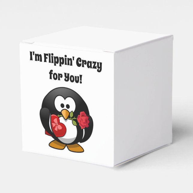 Crazy for You Cute Valentine's Day Love Penguin  Favor Box (Front Side)