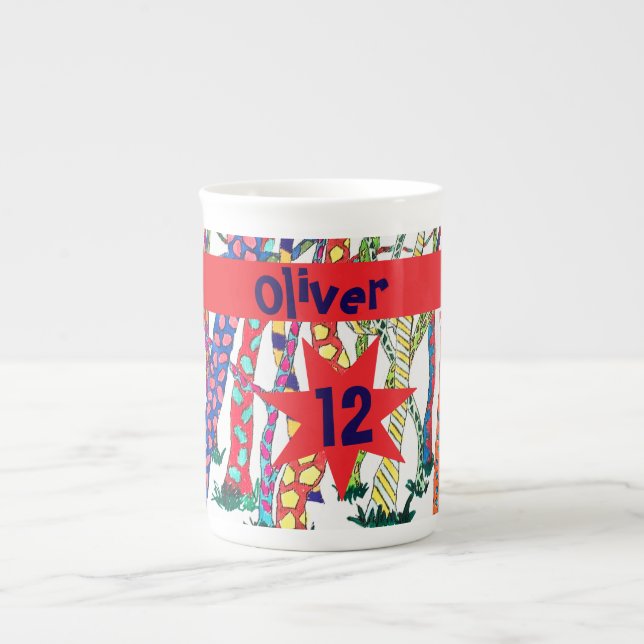 crazy forest watercolour fun colourful bone china mug (Front)