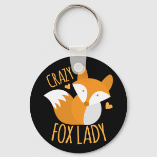Crazy Fox Lady Keychain