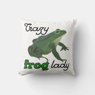 Crazy Frog Lady Frog lover gifts Throw Pillow