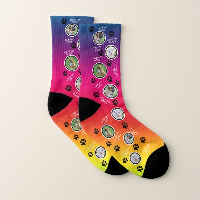 Crazy Fun Socks With Dog Pictures - Dog Photo (Pair)