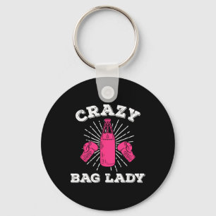 Crazy G Lady Kickboxer Funny Kickboxing Shirt Keychain