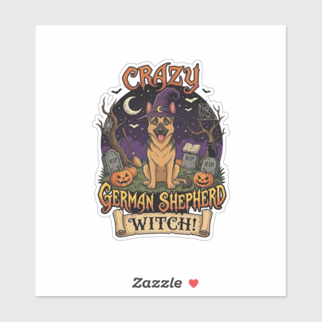 Crazy German Shepherd Witch Halloween Dog Pumpkins (Sheet)