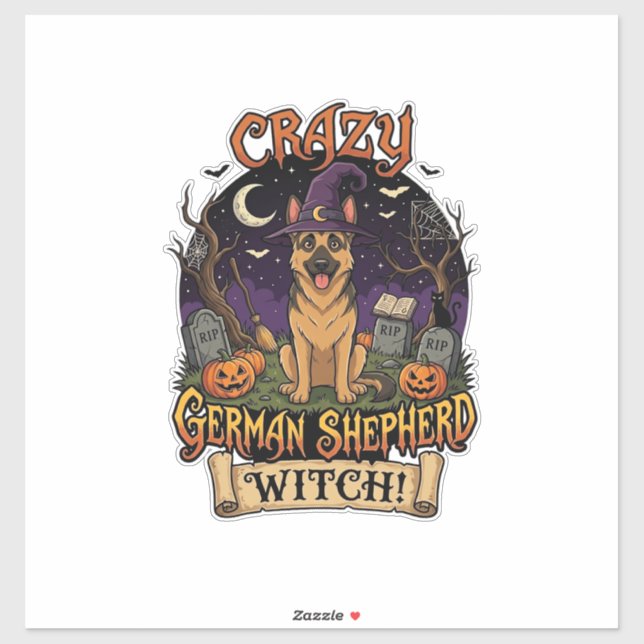 Crazy German Shepherd Witch Halloween Dog Pumpkins (Sheet)