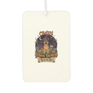 Crazy German Shepherd Witch Halloween Dog Pumpkins Air Freshener