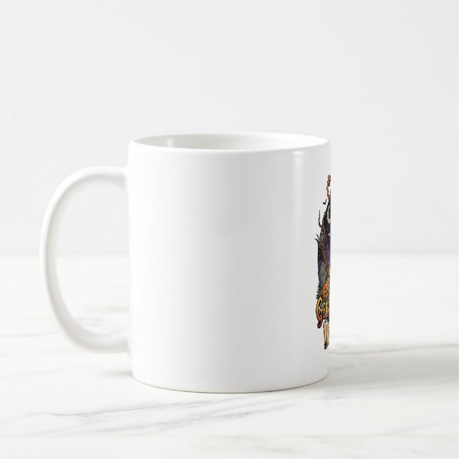 Crazy German Shepherd Witch Halloween Dog Pumpkins Coffee Mug (Left)