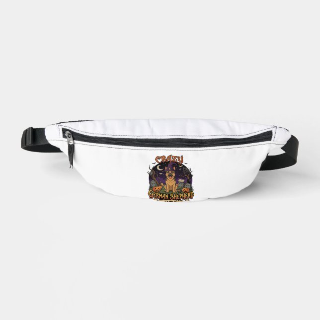 Crazy German Shepherd Witch Halloween Dog Pumpkins Fanny Pack (Front)