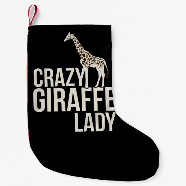 Crazy Giraffe Lady Small Christmas Stocking (Front)