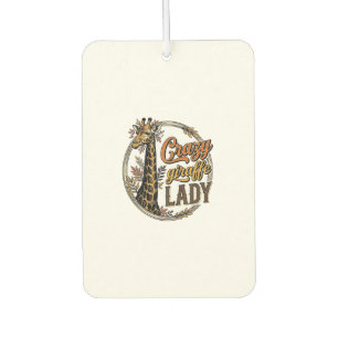Crazy Giraffe Lady Vintage Engraving Shirt Design_ Air Freshener