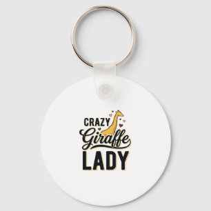 Crazy Giraffe Lady Vintage Engraving Shirt Design Keychain