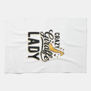 Crazy Giraffe Lady Vintage Engraving Shirt Design Kitchen Towel