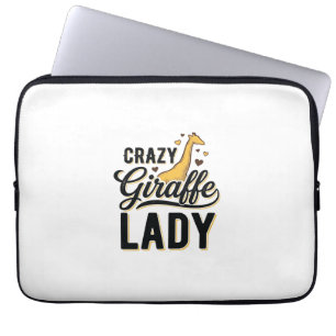 Crazy Giraffe Lady Vintage Engraving Shirt Design  Laptop Sleeve