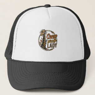 Crazy Giraffe Lady Vintage Engraving Shirt Design_ Trucker Hat