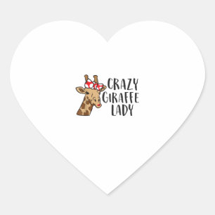 Crazy Giraffe Lady Women Giraffes Heart Sticker