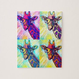 Crazy Giraffe Man Colours Jigsaw Puzzle