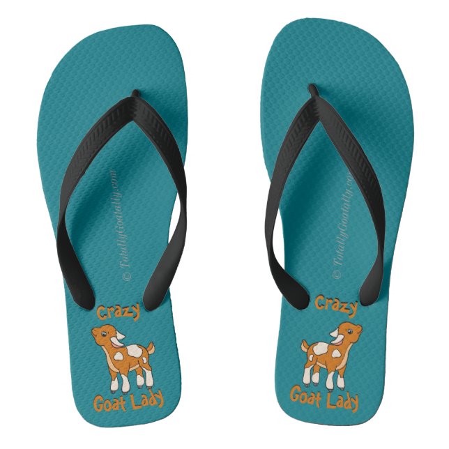 CRAZY GOAT LADY | by TotallyGoatally™ Flip Flops (Footbed)
