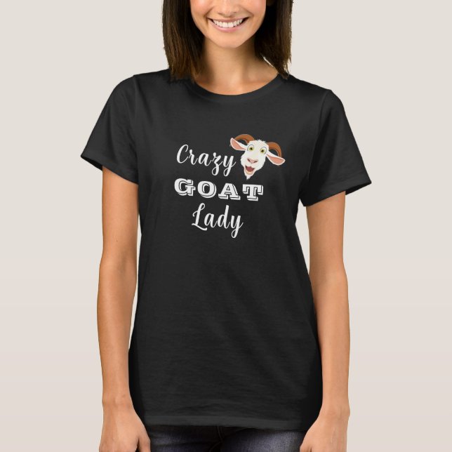Crazy Goat Lady Funny Cartoon T-Shirt (Front)