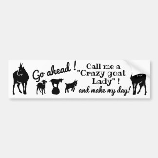 "Crazy goat Lady" goat silhouettes for goat lovers Bumper Sticker