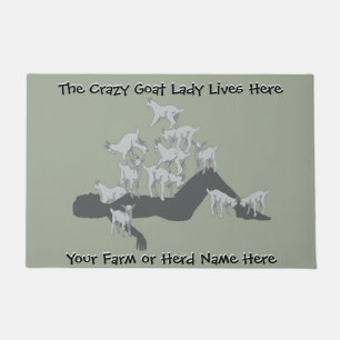 Crazy Goat Lady Lives here CHOOSE COLOR Doormat