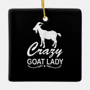 Crazy Goat Lady Shirt Goat, Goat Farmer Gift Ceramic Ornament