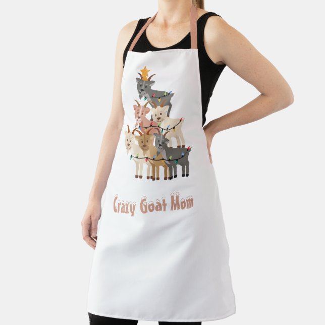 Crazy Goat Mom  Christmas Goats Apron (Insitu)