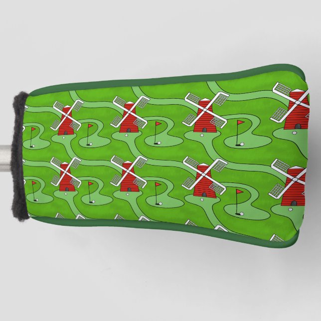 Crazy Golf Pattern Funny Golfer Head Cover (Front)