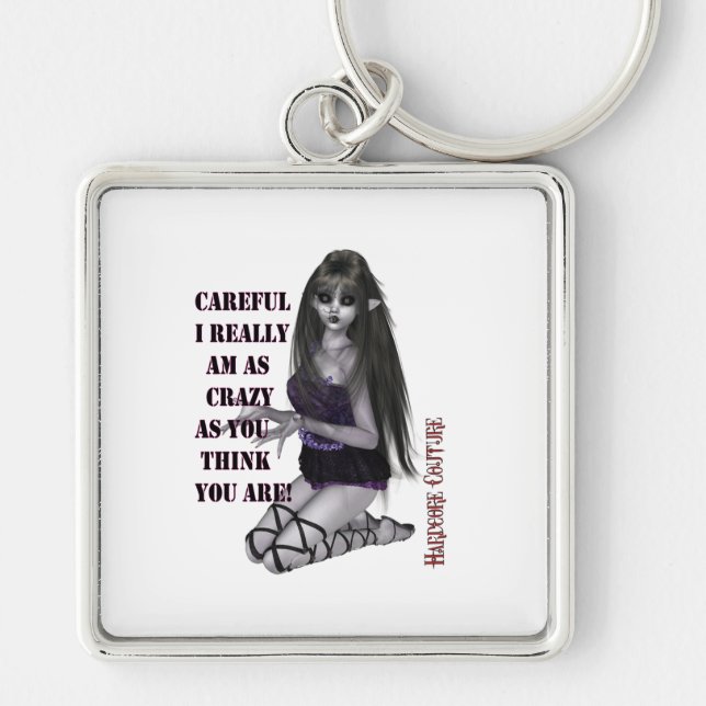 Crazy Goth Girl Keychain (Front)