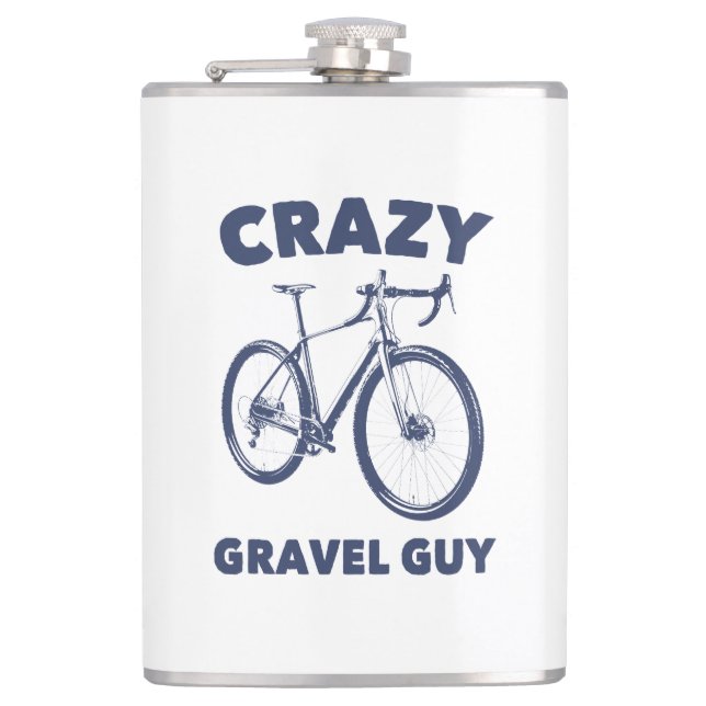 Crazy Gravel Guy Cycling Hip Flask (Front)