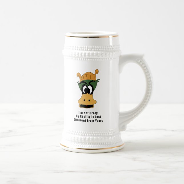 Crazy Green Cartoon Duck Different Reality Beer Stein (Right)