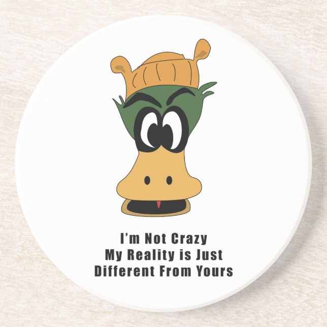 Crazy Green Cartoon Duck Different Reality Coaster (Front)