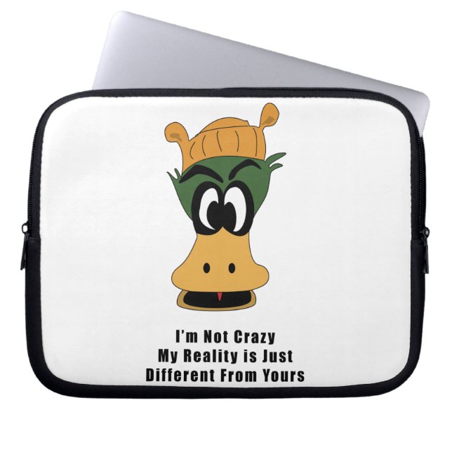Crazy Green Cartoon Duck Different Reality Laptop Sleeve (Front)
