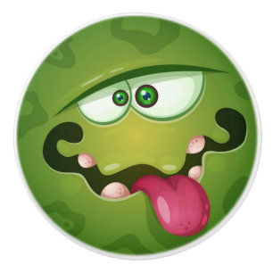 Crazy Green Monster Face Ceramic Knob